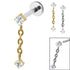 Titanium Internally Threaded Labrets 1.2mm - Titanium Claw Set Double Jewelled Chain Drop