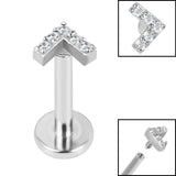 Titanium Internally Threaded Labrets 1.2mm - Steel Jewelled Chevron