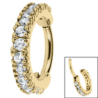 Steel 2.2mm Pave Set Jewelled Edge Hinged Clicker Ring