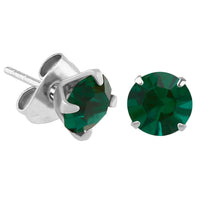 Steel Ear Stud Earrings - Claw Set Jewelled