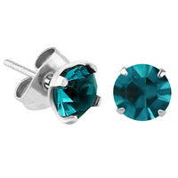 Steel Ear Stud Earrings - Claw Set Jewelled