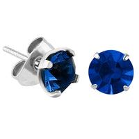 Steel Ear Stud Earrings - Claw Set Jewelled
