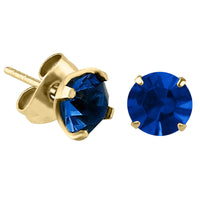 Gold Steel Ear Stud Earrings - Claw Set Jewelled
