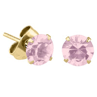 Gold Steel Ear Stud Earrings - Claw Set Jewelled