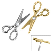 Titanium Bezel Set Jewelled Scissors Top for Internal Thread shafts in 1.2mm