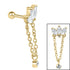 Steel Marquise Fan Chain Drop Solitaire Micro Bar