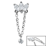 Steel Marquise Jewelled Fan Chain Drop  for Internal Thread shafts in 1.2mm