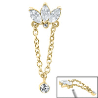 Steel Marquise Jewelled Fan Chain Drop  for Internal Thread shafts in 1.2mm