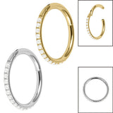 Titanium Pearl Edge Hinged Clicker Ring