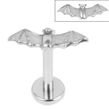 Titanium Internally Threaded Labrets 1.2mm - Steel Vampire Bat