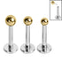 Titanium Threadless Labrets - Gold Plated Titanium (Bend-fit) Balls