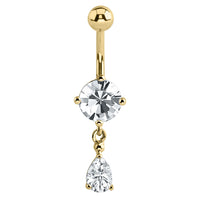 Belly Bar - Steel Jewelled Pear Drop