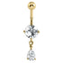 Belly Bar - Steel Jewelled Pear Drop