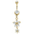 Belly Bar - Steel Jewelled Drop Flowers