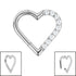 Titanium Pave Set Jewelled Heart Hinged Clicker Ring