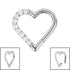 Titanium Pave Set Jewelled Heart Hinged Clicker Ring