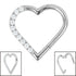 Titanium Pave Set Jewelled Heart Hinged Clicker Ring