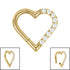 Titanium Pave Set Jewelled Heart Hinged Clicker Ring