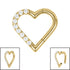 Titanium Pave Set Jewelled Heart Hinged Clicker Ring