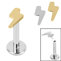 Titanium Threadless Labrets - Titanium Lightning Bolt