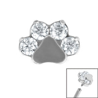 Titanium Claw Set Jewelled Paw Print for Internal Thread shafts in 1.2mm