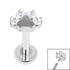 Titanium Internally Threaded Labrets 1.2mm - Titanium Claw Set Jewelled Paw Print