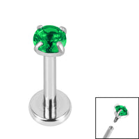 Titanium Internally Threaded Labrets 1.2mm - 3mm Titanium Claw Set Round CZ Jewel