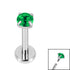 Titanium Internally Threaded Labrets 1.2mm - 3mm Titanium Claw Set Round CZ Jewel