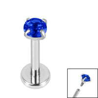 Titanium Internally Threaded Labrets 1.2mm - 3mm Titanium Claw Set Round CZ Jewel