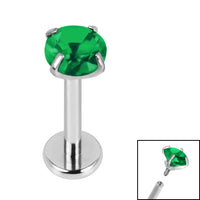 Titanium Internally Threaded Labrets 1.2mm - 4mm Titanium Claw Set Round CZ Jewel