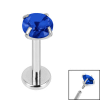 Titanium Internally Threaded Labrets 1.2mm - 4mm Titanium Claw Set Round CZ Jewel