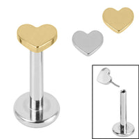 Titanium Threadless Labrets - Titanium Heart