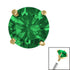Gold Titanium Claw Set Round CZ Jewel for Internal Thread shafts in 1.2mm