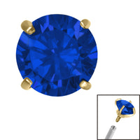 Gold Titanium Claw Set Round CZ Jewel for Internal Thread shafts in 1.2mm