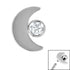 Titanium Crescent Moon and Jewel for Internal Thread shafts in 1.2mm
