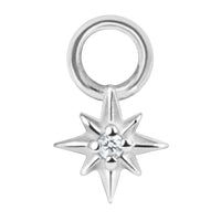 Steel Charm - 8 Point Jewelled Star