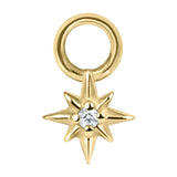 Gold Steel 8 Point Jewelled Star Charm