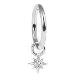 Steel Hinged Clicker Ring with Steel 8 Point Jewelled Star Charm