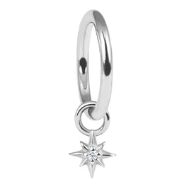 Steel Hinged Clicker Ring with Steel 8 Point Jewelled Star Charm