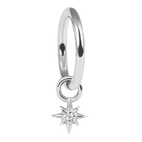 Steel Hinged Clicker Ring with Steel 8 Point Jewelled Star Charm