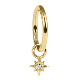 Gold Steel Hinged Clicker Ring with Gold Steel 8 Point Jewelled Star Charm