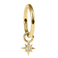 Steel Hinged Clicker Ring with Steel 8 Point Jewelled Star Charm