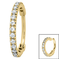 Steel 1.7mm Pave Set Jewelled Edge Hinged Clicker Ring