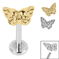 Titanium Internally Threaded Labrets 1.2mm - Titanium Owl Butterfly