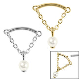Steel Concealed Dangle Chain and Pearl Ball Top for Internal Thread shafts in 1.2mm