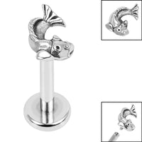 Titanium Internally Threaded Labrets 1.2mm - Steel Koi Fish
