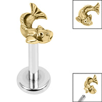 Titanium Internally Threaded Labrets 1.2mm - Steel Koi Fish