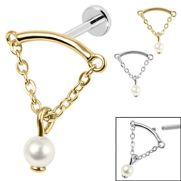 Titanium Internally Threaded Labrets 1.2mm - Steel Concealed Dangle Ch ...