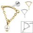 Titanium Internally Threaded Labrets 1.2mm - Steel Concealed Dangle Chain with Pearl Ball