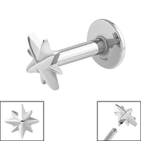 Titanium Internally Threaded Labrets 1.2mm - Steel Shiny 8 Point Star